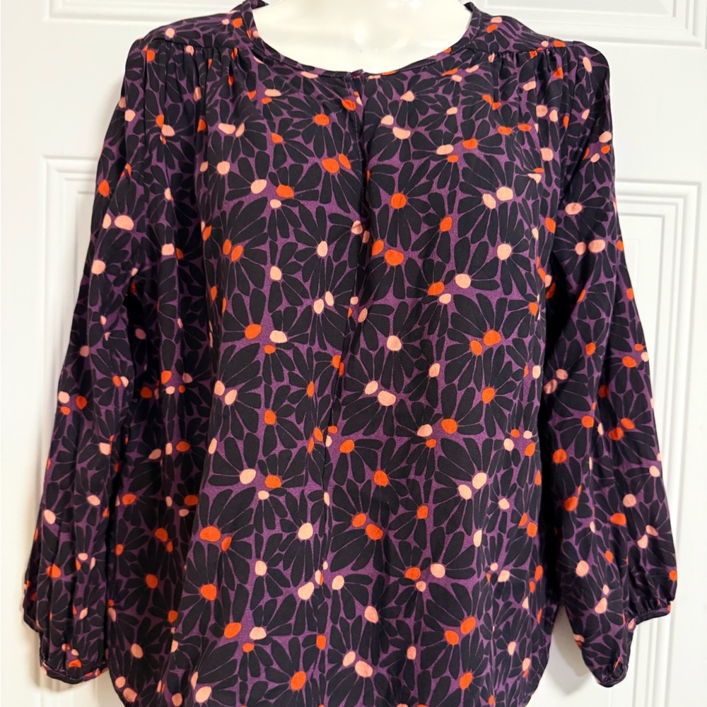 Spanish‎ Design Floral Print Women's Top chic casual Goblincore SZ Large